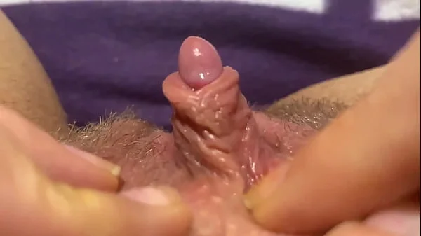 Huge clitoris rubbing and jerking orgasm in extreme closeup