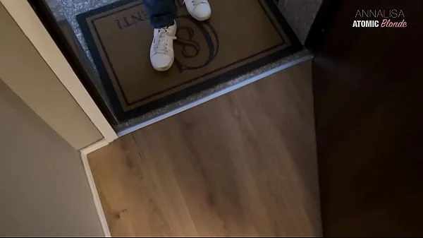 Mistress Annalisa Dominates her Slave and Make his Cum with a Footjob