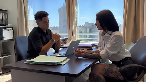 My slutty secretary seduces me and fucks me to avoid working