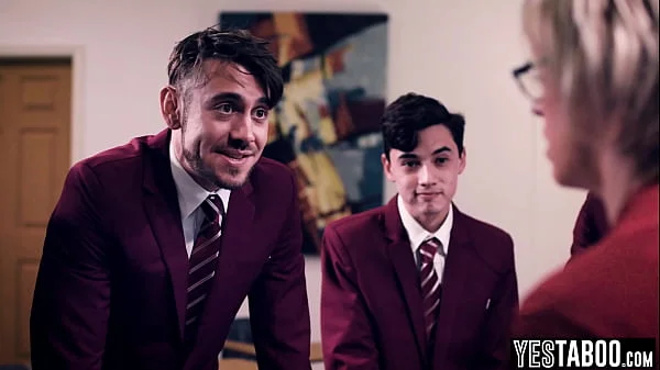 Horny students gangbang huge tits BBW mature teacher in classroom