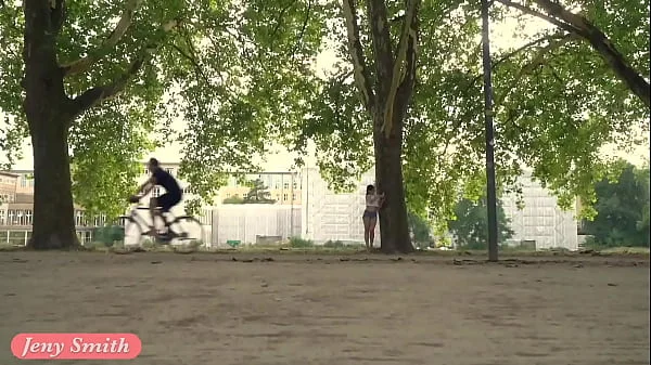 Jeny Smith walks the streets naked with only painted pants. Shocking footage