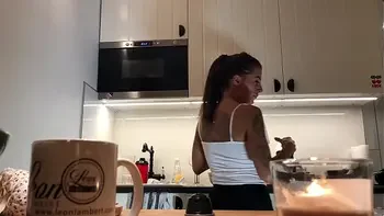 Perfect Pokies on the Kitchen Cam, Braless Sylvia and her Amazing Nipples