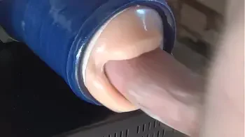 Playing with my new blowjob masturbator toy