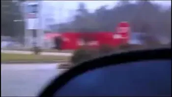 Hot horny wife sucks stranger dick on rainy day outside taco bell letting him finish all inside her mouth while almost getting caught