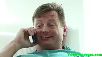 Cumsprayed massage milf deepthroats cock