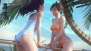 D.Va and Tracer on Vacation Overwatch (Animation W/Sound)