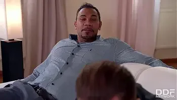 Husband and friend double penetrate top-heavy Milf Lucia Love balls deep