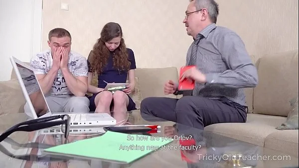 Tricky Old Teacher - Babe comes to study but gets a double fuck