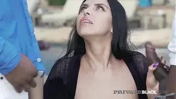 PrivateBlack - Dark Haired Hottie, Kira Queen Fucks 2 BBCs!
