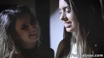 Petite duo jizzcovered in front of stepdaddy