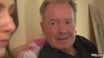 Big cock grandpa fucks tiny pussy teen girlfriend open mouth cumshot