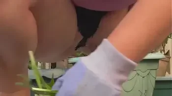 Hot new shorts, w.eeding on the patio