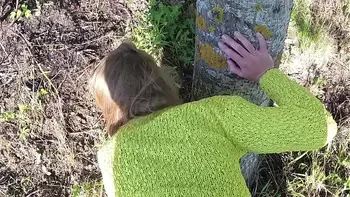 Russian MILF agrees to risky sex in the park with a stranger. POV Public Blowjob and Doggystyle