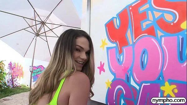 NYMPHO Tiny blonde Athena Faris gets creampied