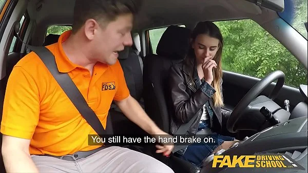 Fake Driving School Cute teen brunette pussy stretched