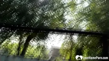 Sexy outdoor action with a busty hot MILF