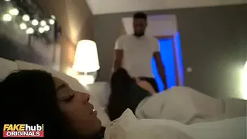 FAKEhub Fucking his Step Sisters BBW Best friend with big natual tits while she sleeps next to them ending in hot threesome