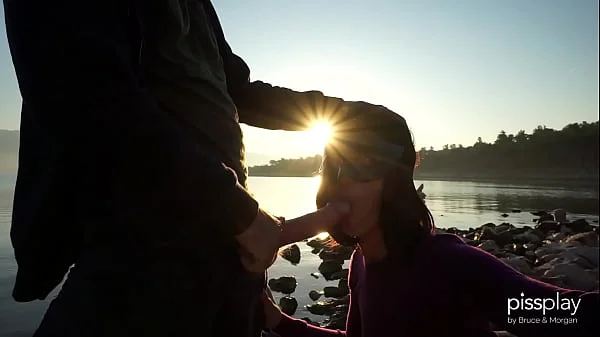 SUNRISE SEX - Public Fucking, BJ & Piss Play for Petite Cutie