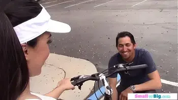 Busty petite teen cyclist rides big cock