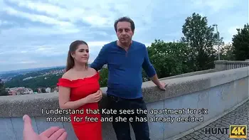HUNT4K. Hunter with the camera offers money to poor male for sex with his hot girl