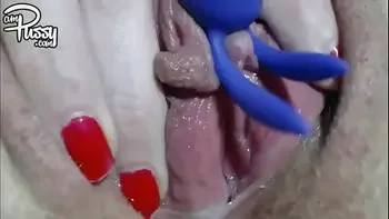 Wet bubbling pussy close-up masturbation to orgasm, homemade