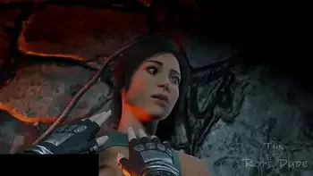 Lara Croft tied up and played with by Tifa [TheRopeDude]