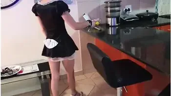 Pissing On French Maid And She Cleans It Up