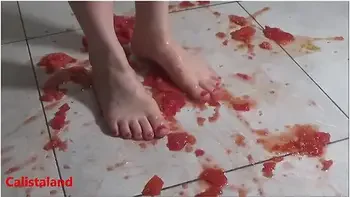 Several Tomatoes Are Crushed Under My Wonderful Bare Feet