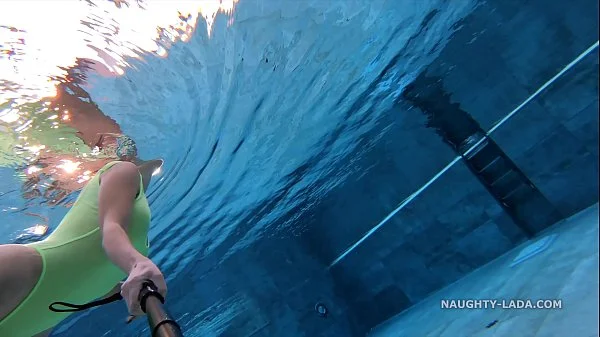 My transparent when wet one piece swimwear in public pool