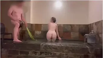 Japanese Milf Is Spanked And Moans Echoing In The Hot Spring With Her Family Next Door