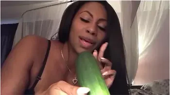 Food Sex - Sloppy Blowjob - Sucking Cucumbers - Spitting - Ebonylovers