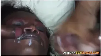 Black Stallion Jamming His Big Black Cock in Her Slut Throat