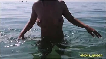 She Masturbates On The Nudist Beach, Squirts And Then Walks Naked Across The Sea In Front Of The Voy