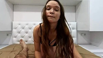 Stepbrother Gets Blowjob From Stepsister After Catching Her With No Panties - Airaccoon Deep Throat Amateur POV