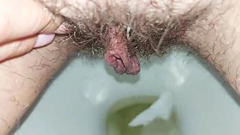 Hairy Housewife GinnaGg Pissing Close Up Toilet Pee Play