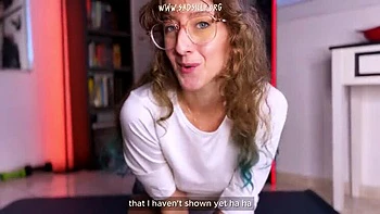 French Fitness Coach JOI - Geek Girl With Colored Hair Masturbates With Dildo