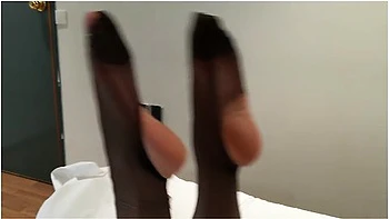 Ripping Nylons On Bed Before Going Clubbing