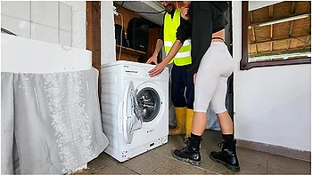 Fucked Hard On The Washing Machine By The Pig Of The Construction Site