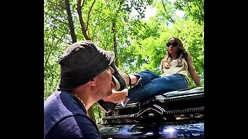 Amateur Foot Slave Licks Mistress Pointy Shoes Outdoor BDSM