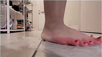 Bare Feet Playing In Daddys Cum Puddle