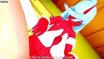 Giving Futanari Kneesocks Daemon From Panty And Stocking A Footjob! With Car Toon