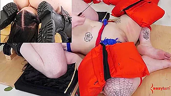 Petite Submissive Tied Up To Eat Ass And Get Pussy Punished