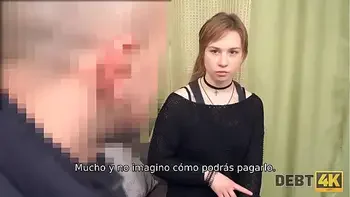 DEBT4k. Deudor paga sus deudas usando boca y vagina tiernas
