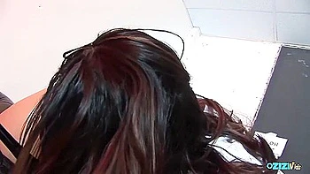 Ebony Car Mechanic Takes The Rude Lesbian Customer To The Couch And Pounds Her Twat With A Strapon