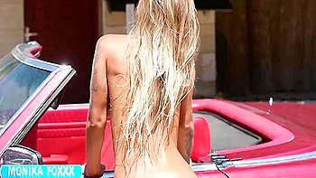 Busty Blonde Slut Monika Fox Car Wash And Anal Fuck With Glass Toy
