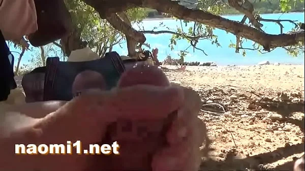 Public beach pissing and masturbate for Naomi