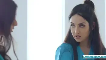 Parlor owner licked by her two masseuse