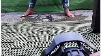 How We Make Video Desperate Pee In Jeans On Balcony In Centrum City