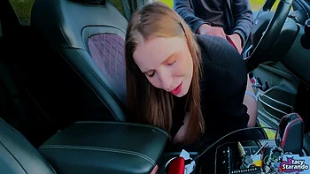 Stacy Starando And Alan Fisk - Car Slut Sucks & Gets Fucked After Catching A Public Jerk - Pov