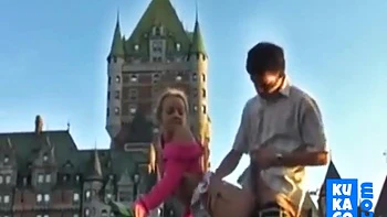 A Beautiful Blonde Girl Fucks Outdoor